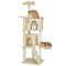 63 Inch Cat Tree with Sisal Scratching Posts, Condos, Plush Perches, Hammock, Ladder, Dangling Balls, Beige