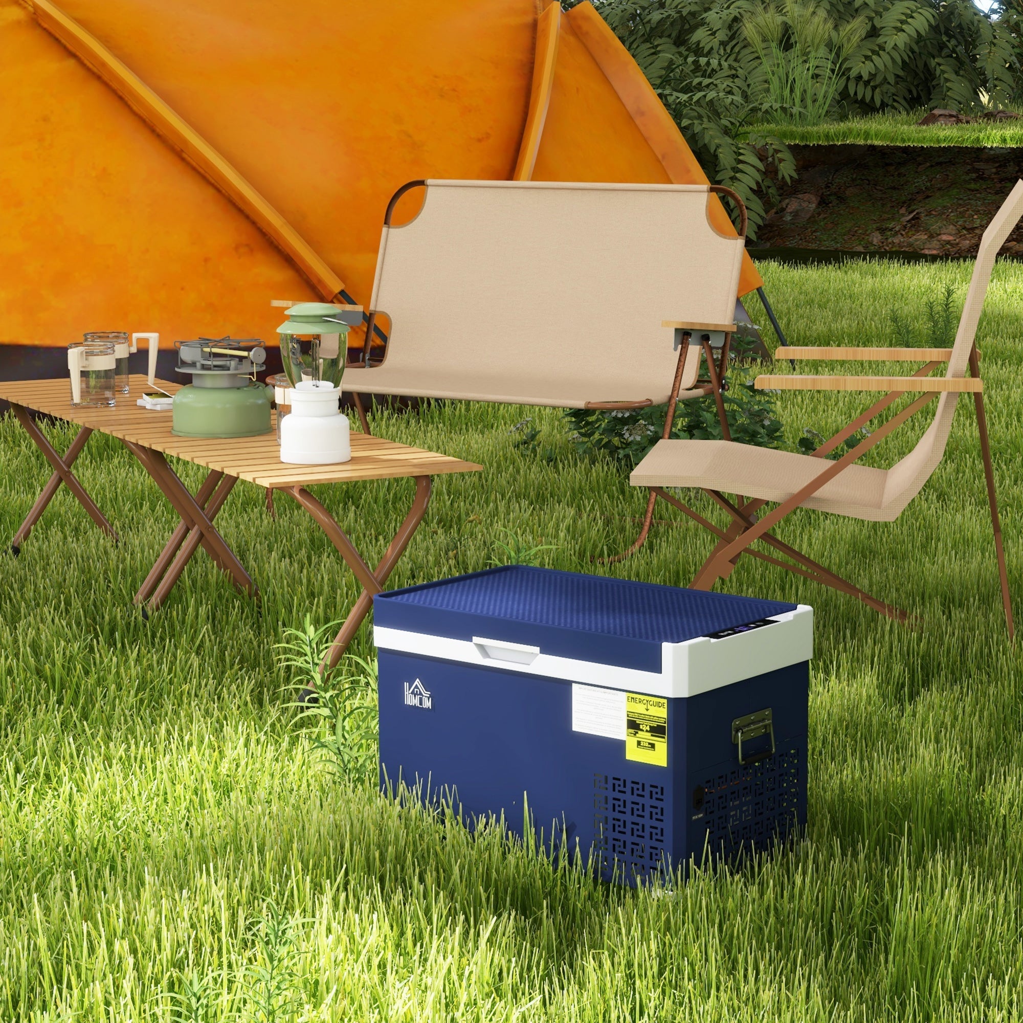 HOMCOM Portable Car Fridge, 32 Quart Dual Zone, 12/24V DC and 100V-240V AC, for Campervan, RV, Boat, Travel, -4℉-68℉ Range 