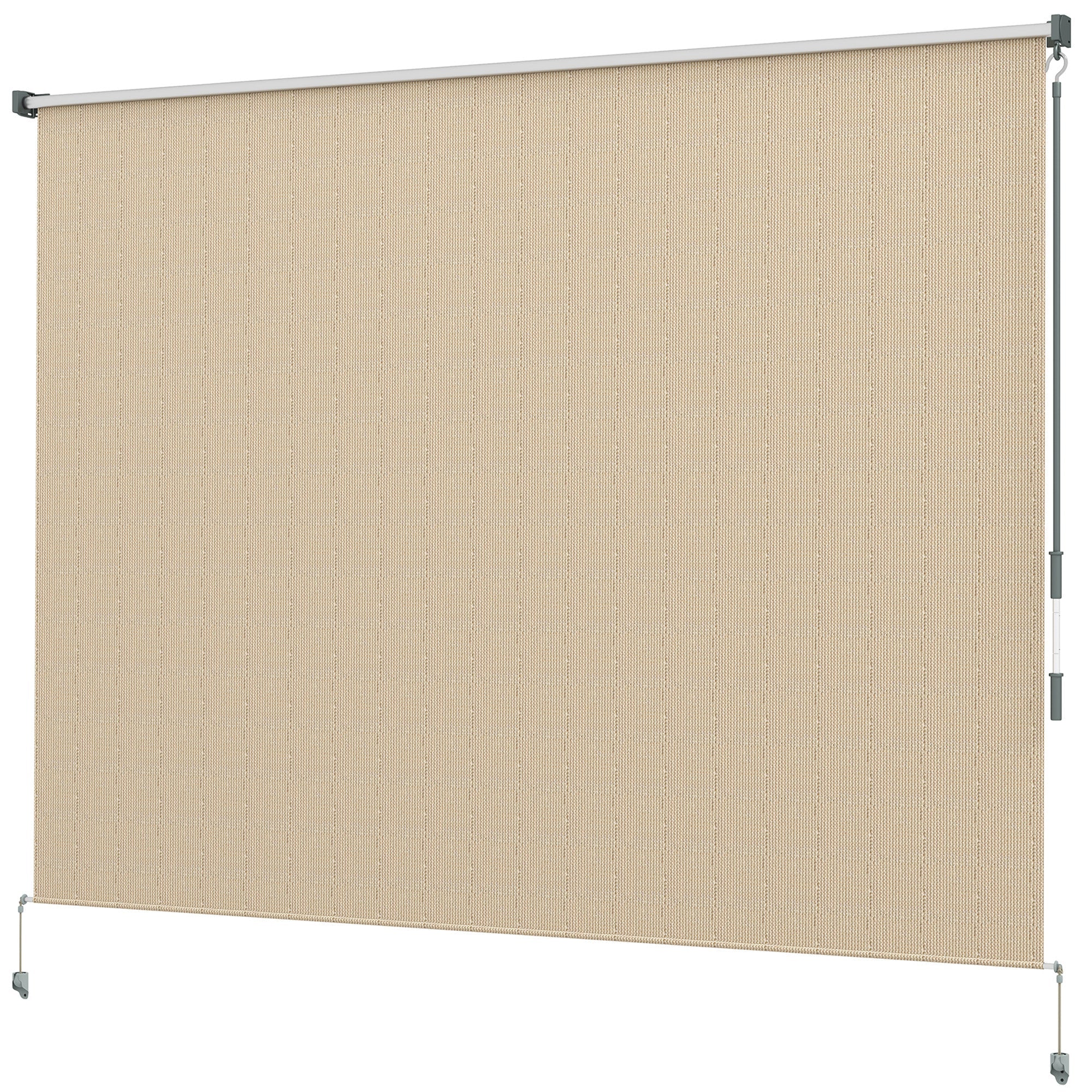 Outsunny 8' x 6' Patio Door Blinds, Outdoor Roller Shades, Cordless Roll Up Shade for Porch Gazebo, Beige 