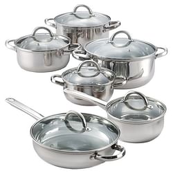 12 Piece Cool Touch Stainless Steel Cookware Set - Free Shipping 