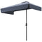 7.5ft Half Umbrella Semi Patio Parasol with Crank Handle, Top Vent for Garden, Balcony- NO BASE INCLUDED, Dark Blue
