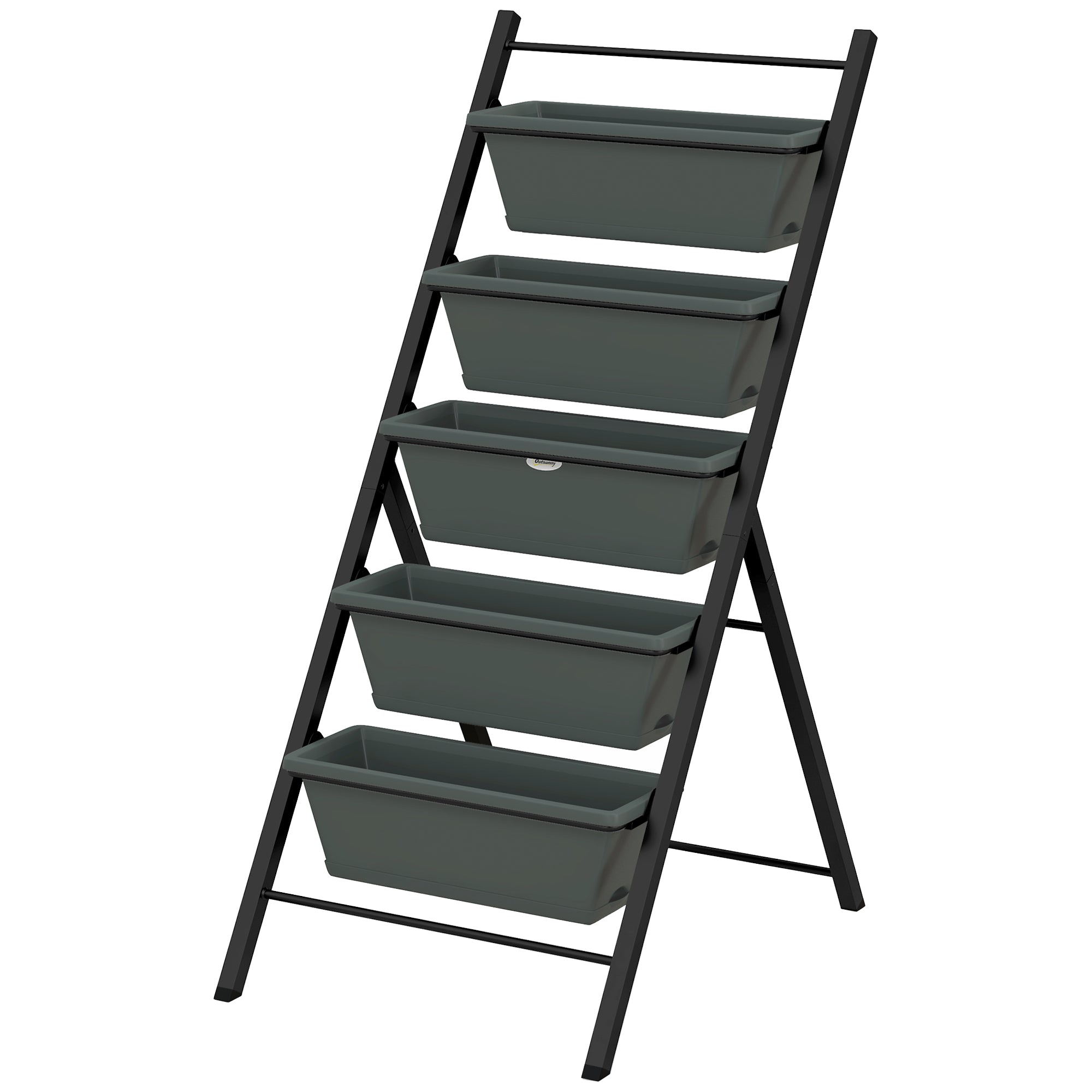 Outsunny 5-Tier Vertical Garden Planter Outdoor Plant Stand with 5 Container Boxes for Vegetables Flowers Grey 