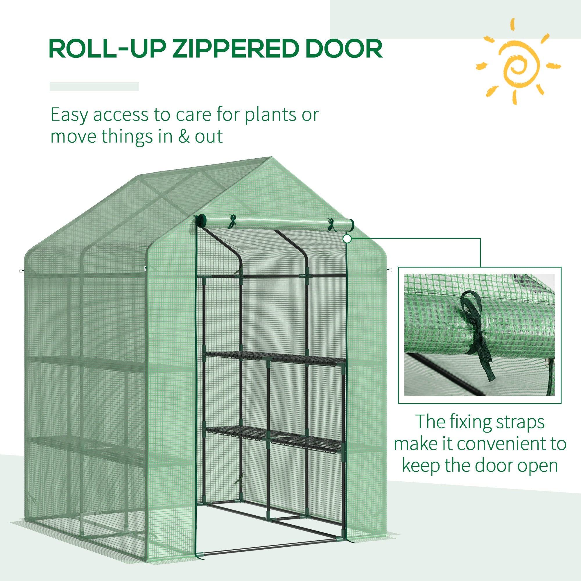 Outsunny Walk-in Grow Sanctuary: 56" x 54" x 74"Portable Outdoor Botanical Warm Abode with 8 Shelves Clear Cover 