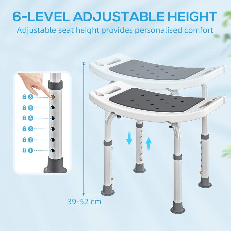 Height Adjustable Shower Chair Padded Bath Seat for Senior,