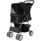 Pet Stroller with Reflective Strips, Foldable Cat Stroller with 360° Swivel Wheels for Small Dogs and Cats, Black