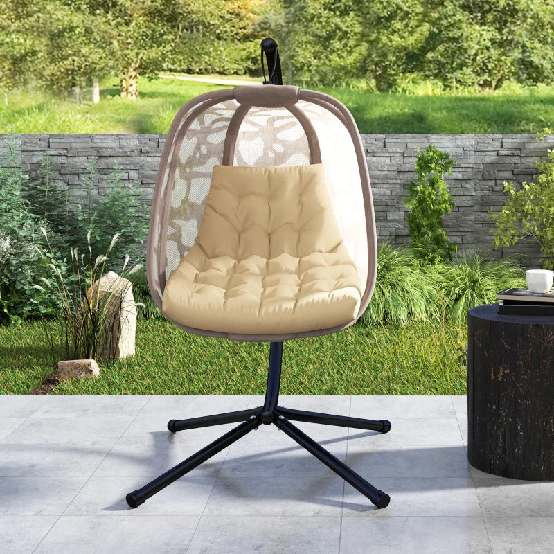 Outdoor Swing Cushion, Tufted Patio Cushion Replacement for Garden Chair Egg Chair,  Indoor Outdoor Seat Cushion, Beige