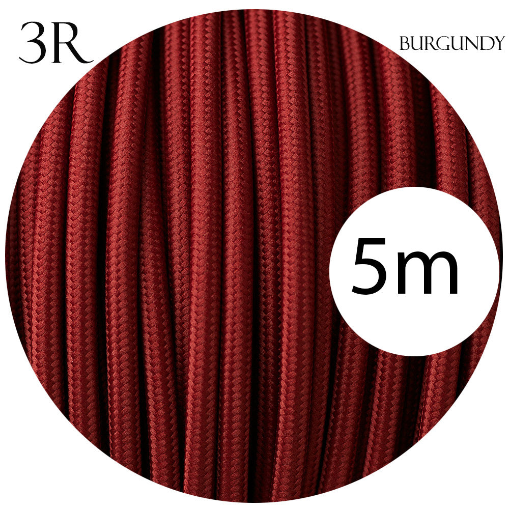 Electrical Fabric 3 Core Round Power Cable Red~2113