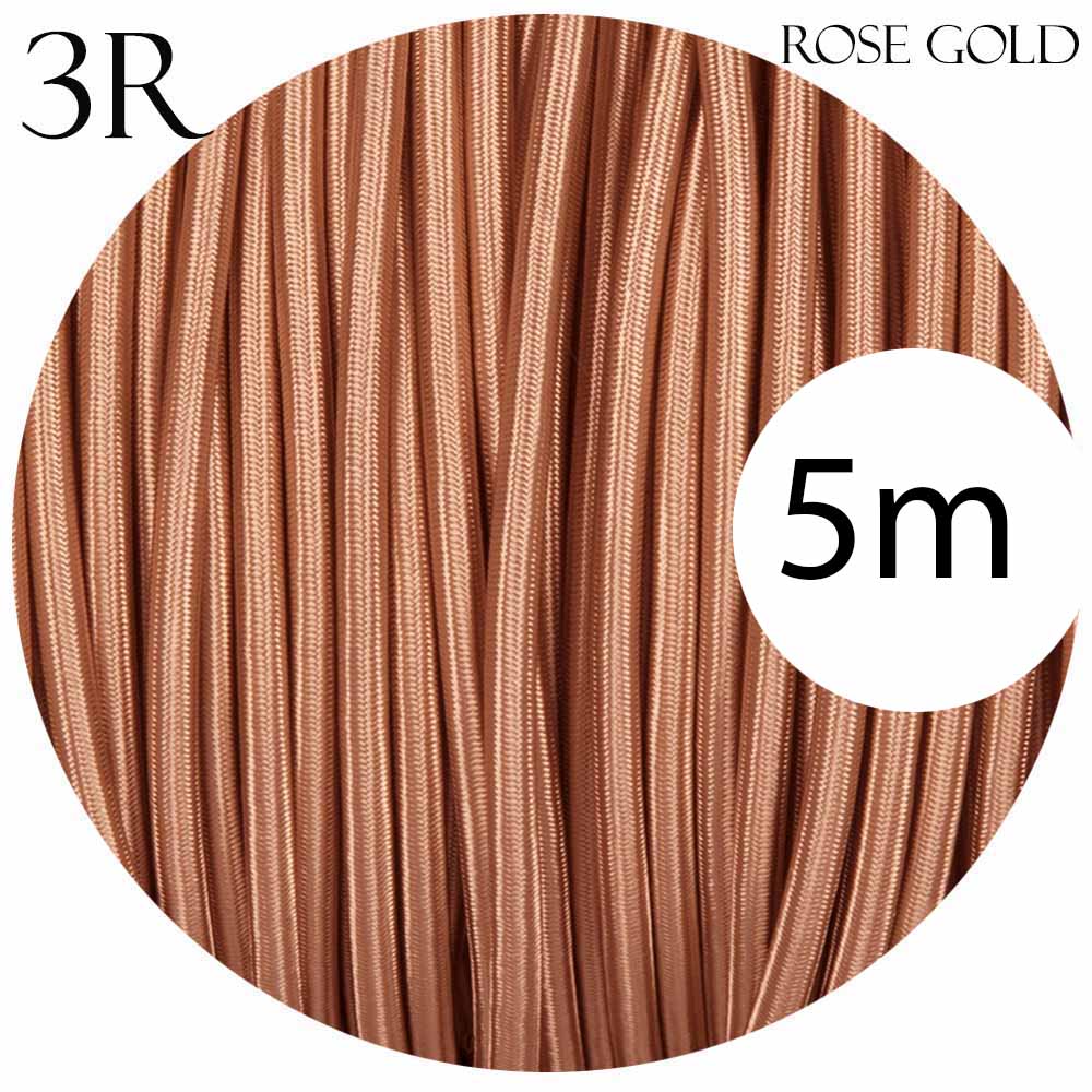 3 Core Flex Fabric Round Electrical Cable Rose Gold~2122