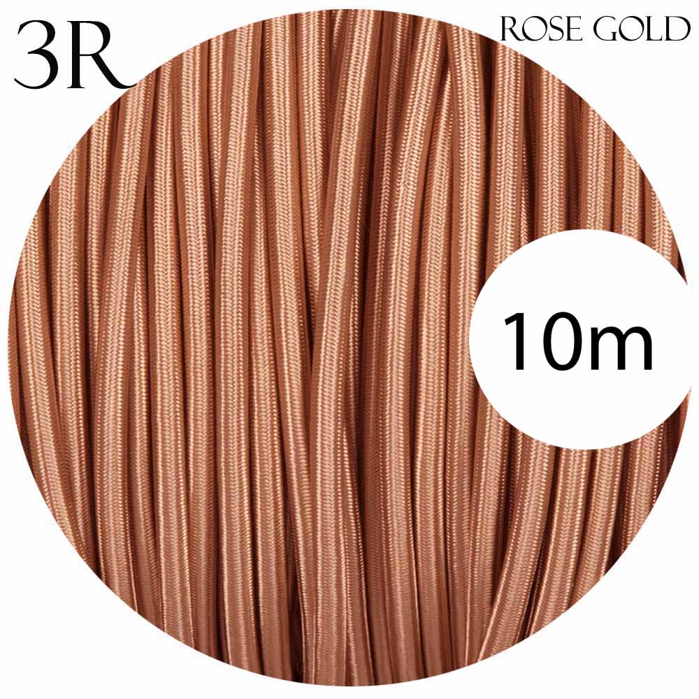 3 Core Flex Fabric Round Electrical Cable Rose Gold~2122