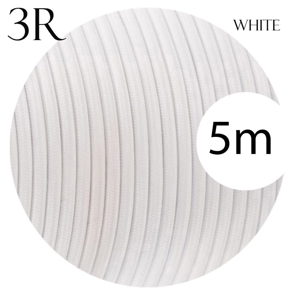 3-Core Electric Round Cable with White Color fabric finish~2127