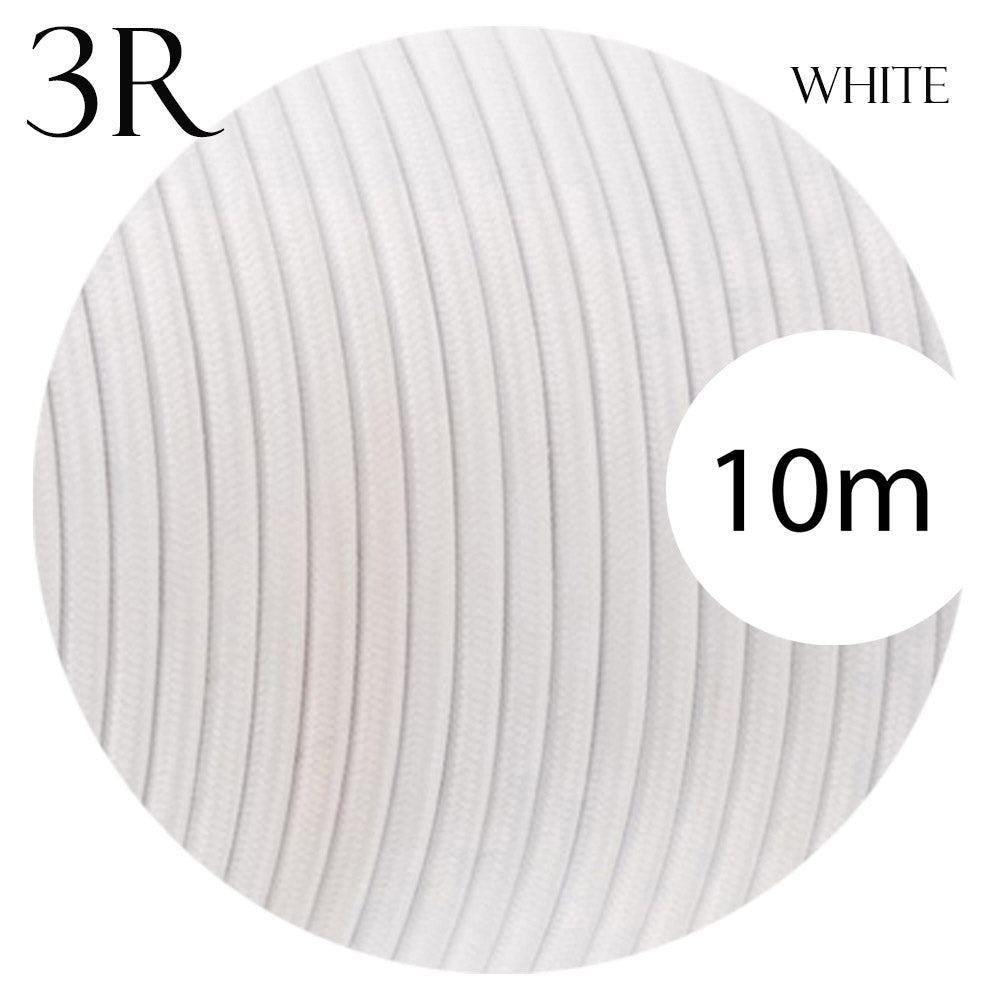 3-Core Electric Round Cable with White Color fabric finish~2127