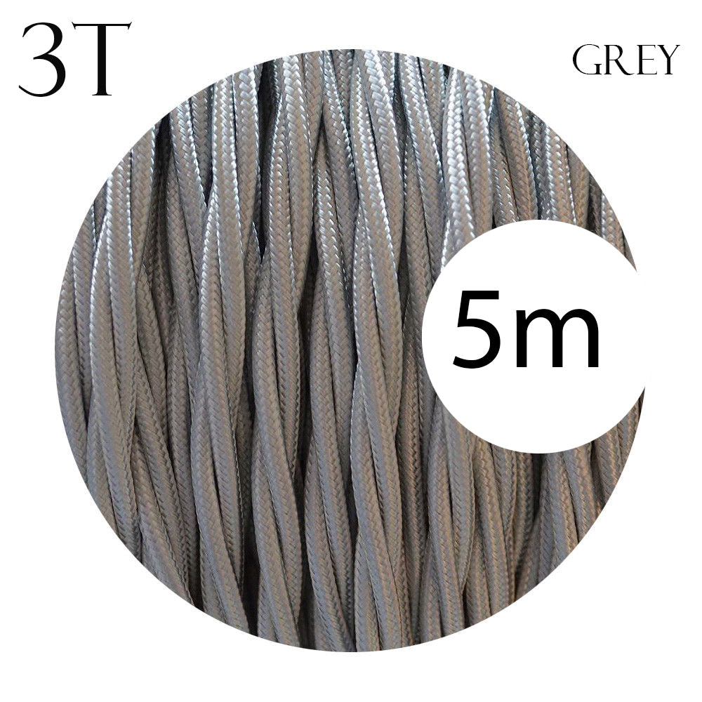 0.75mm 3 Core Twisted Electric Wire Fabric Grey~2097