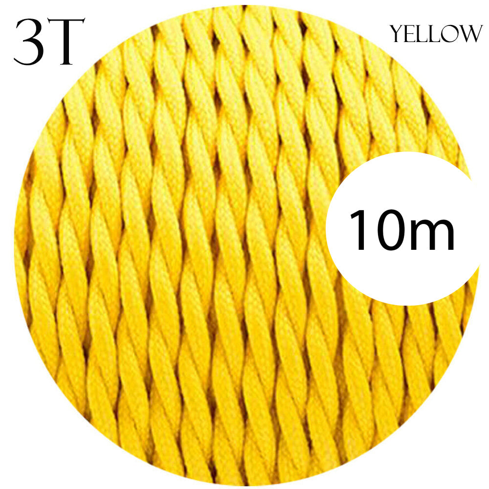 3 Core Electrical Twisted Fabric wire Yellow~2095