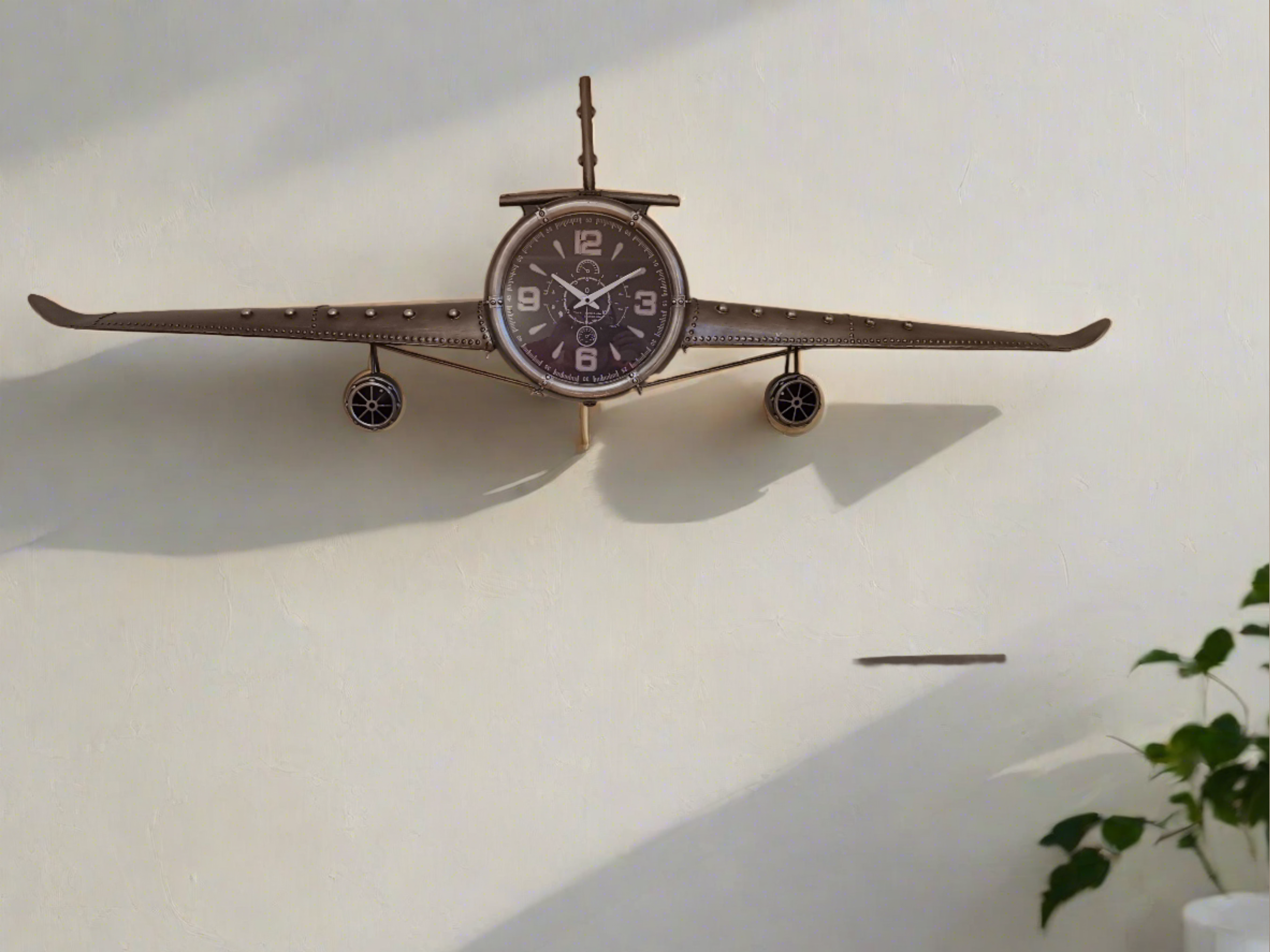 Large Rustic Vintage Fighter Wall Clock - Metal (large)
