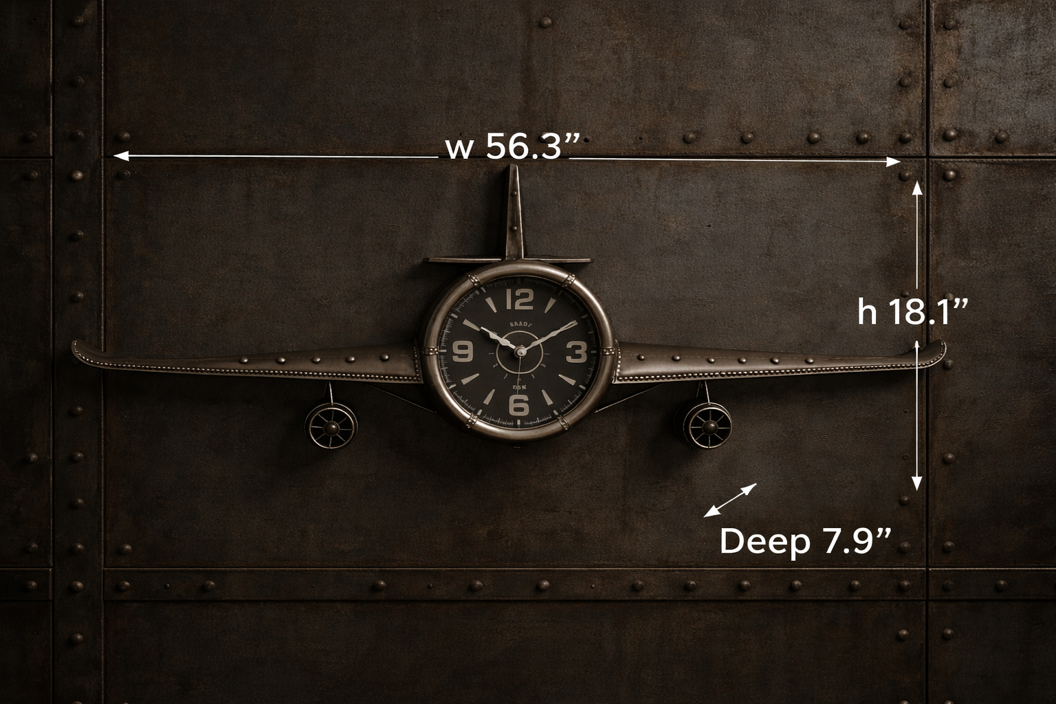 Wall clock - Metal Medium  Vintage Fighter Jet Wall Clock
