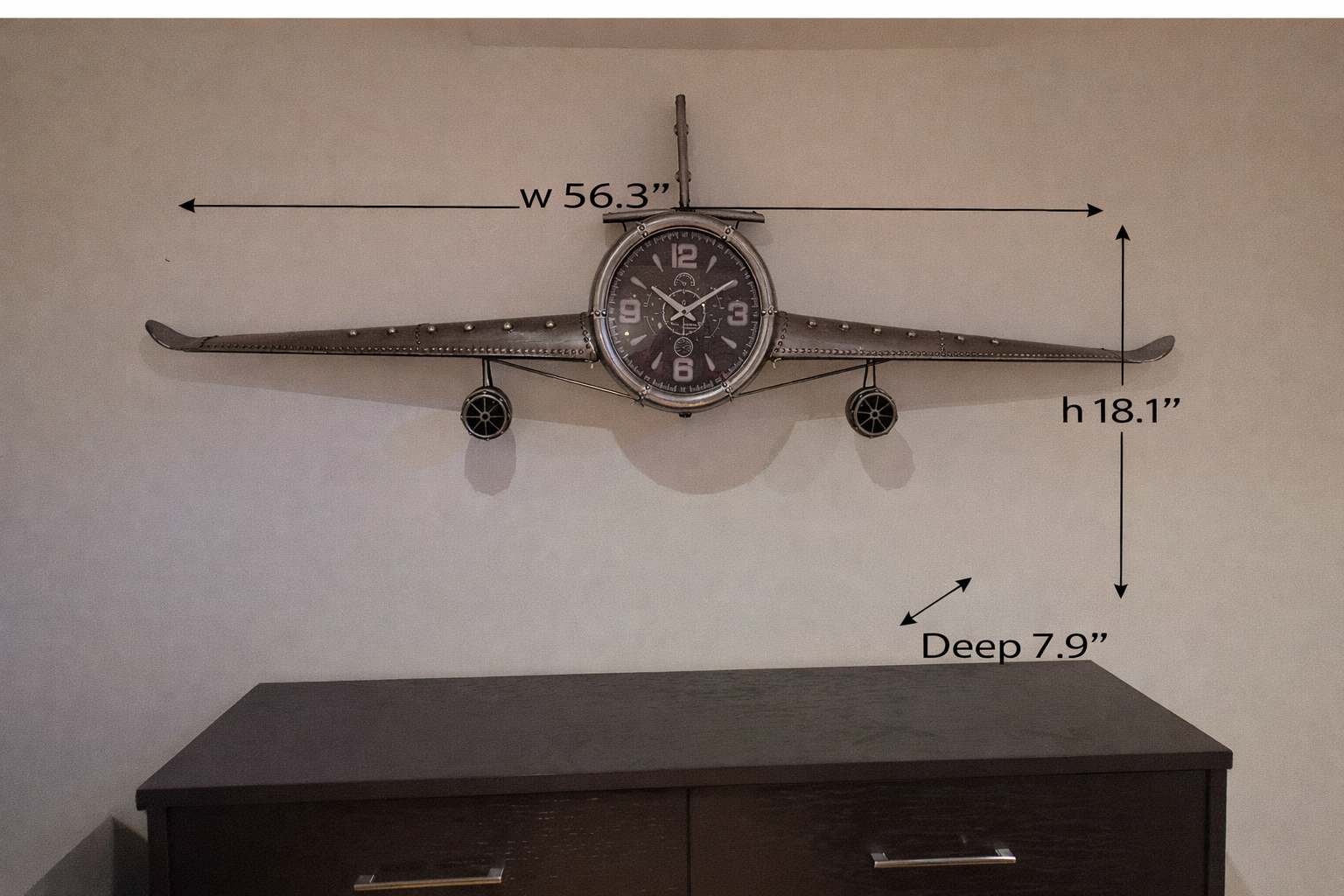 Wall clock - Metal Medium  Vintage Fighter Jet Wall Clock