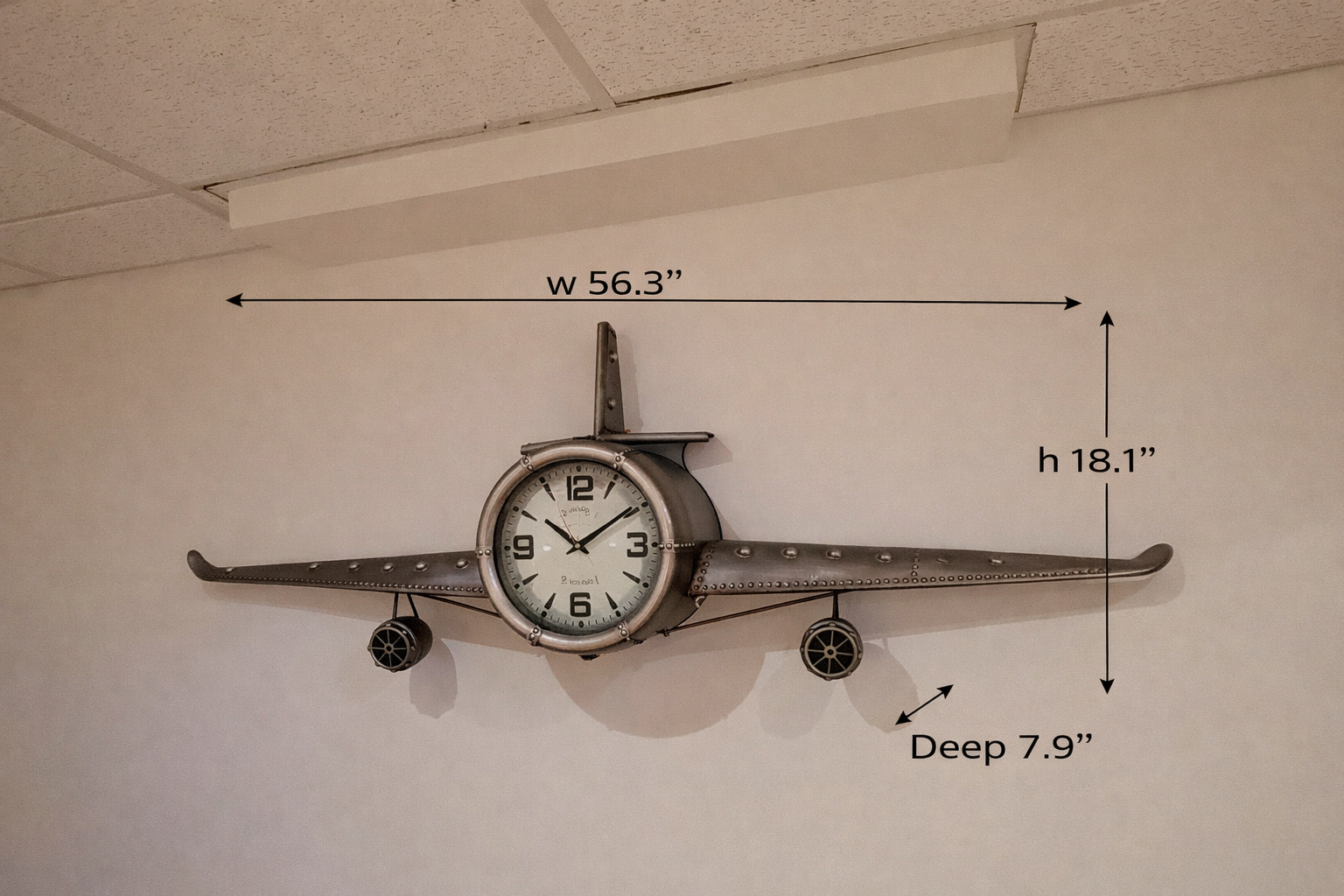 Wall clock - Metal Medium  Vintage Fighter Jet Wall Clock
