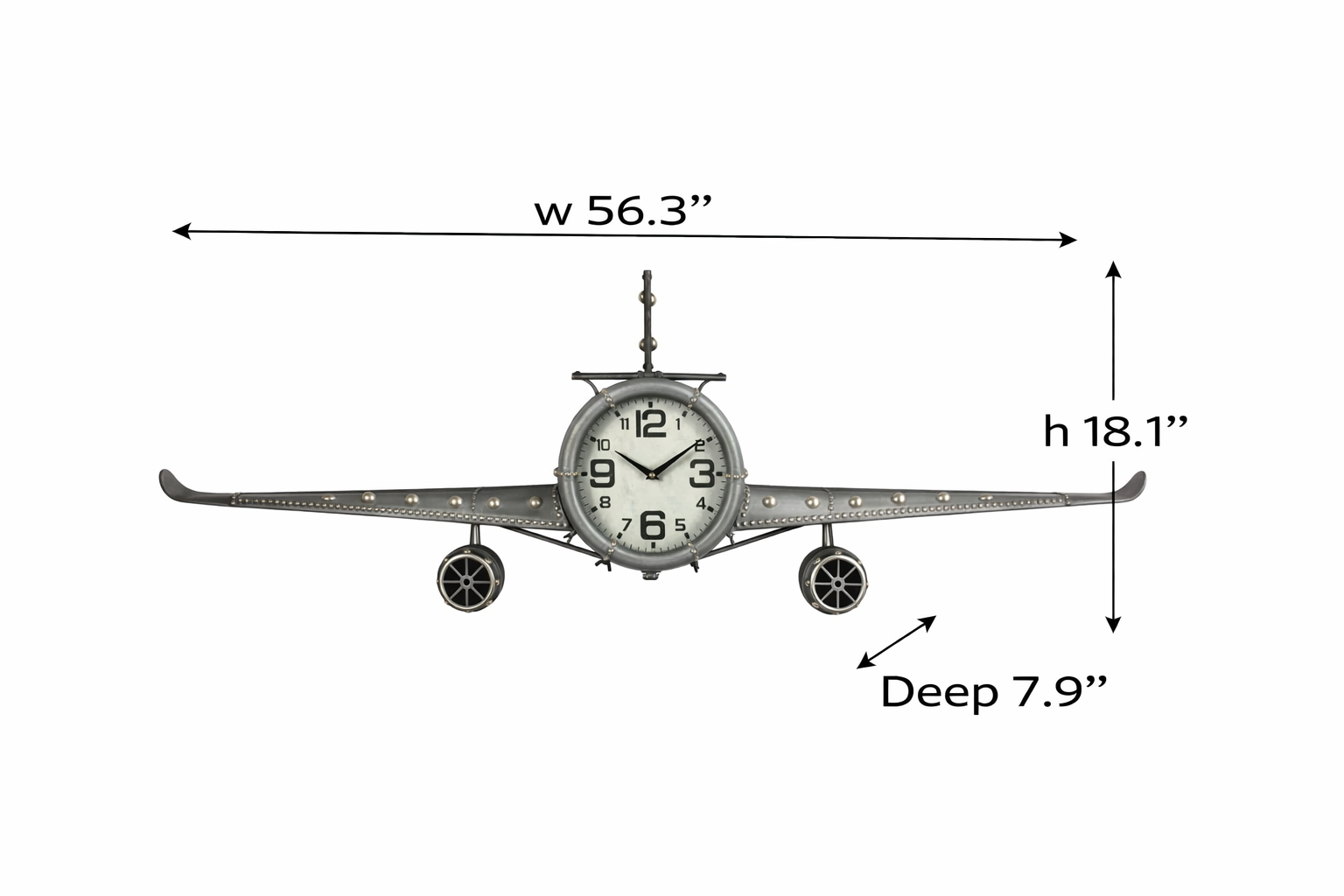 Wall clock - Metal Medium  Vintage Fighter Jet Wall Clock