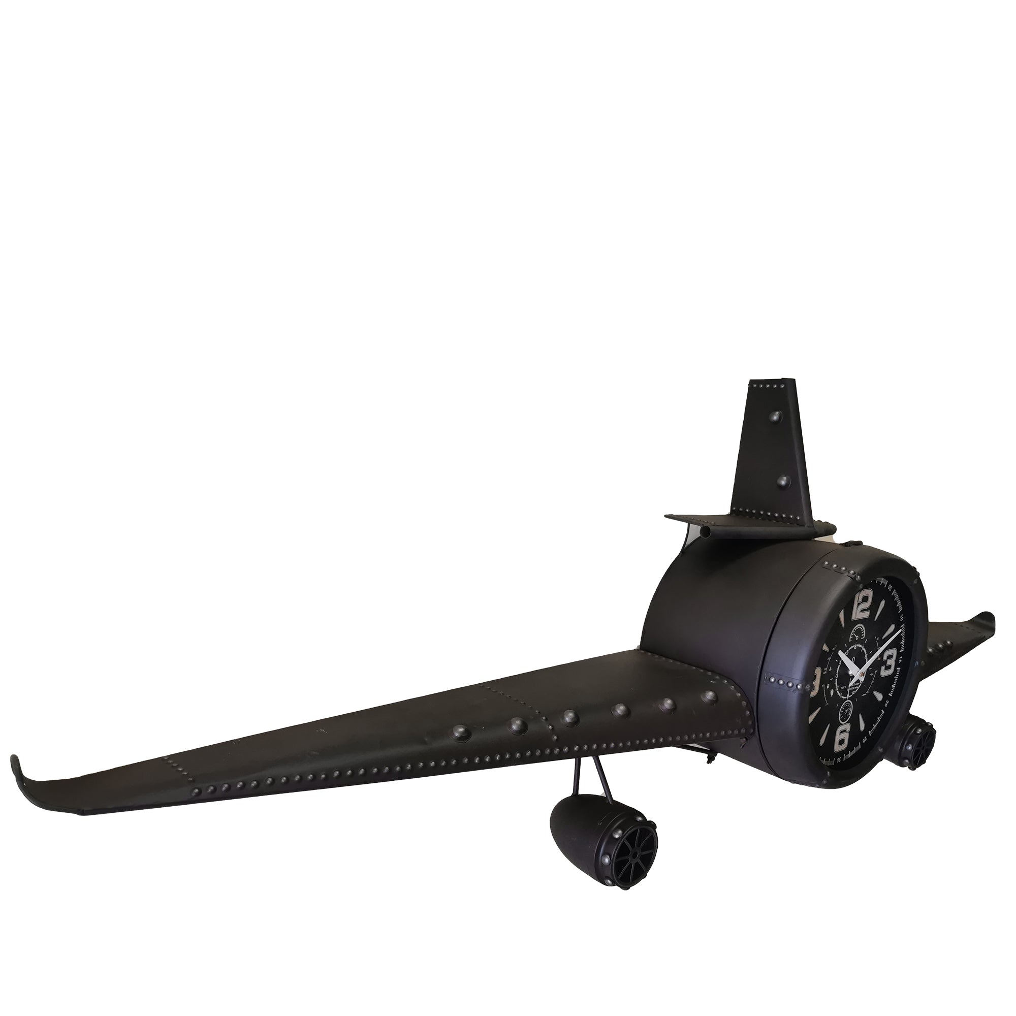 Large Rustic Vintage Fighter Wall Clock - Metal (large)