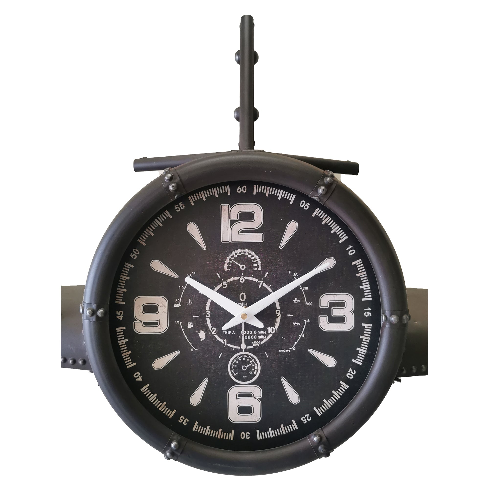 Large Rustic Vintage Fighter Wall Clock - Metal (large)