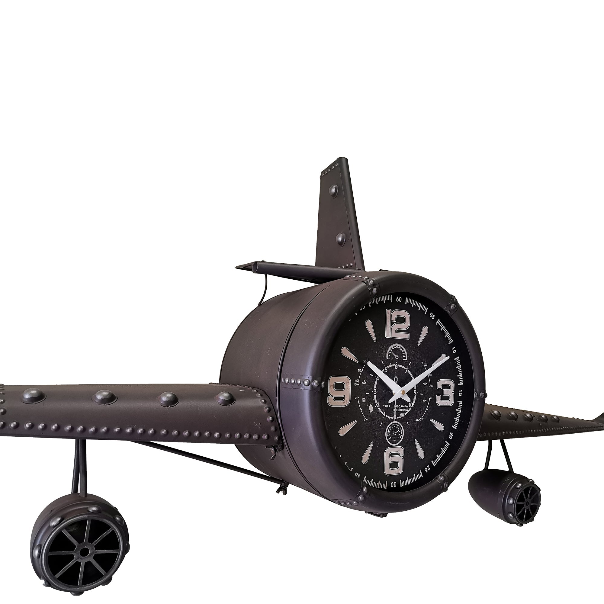 Large Rustic Vintage Fighter Wall Clock - Metal (large)