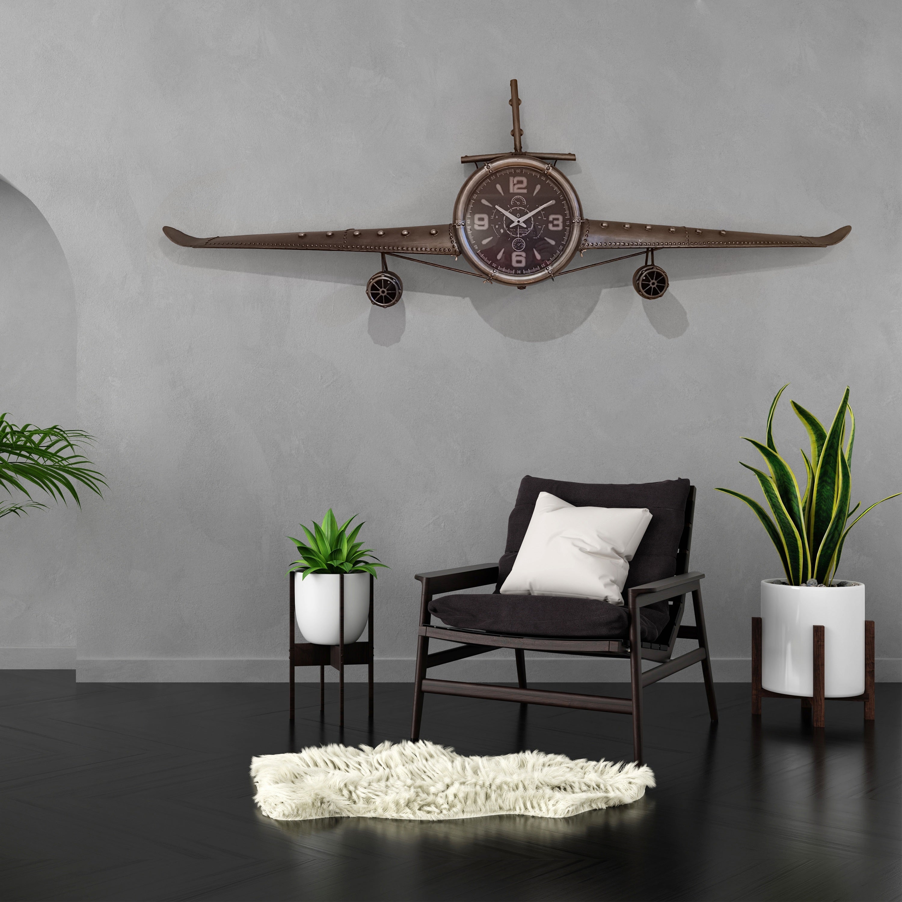 Large Rustic Vintage Fighter Wall Clock - Metal (large)