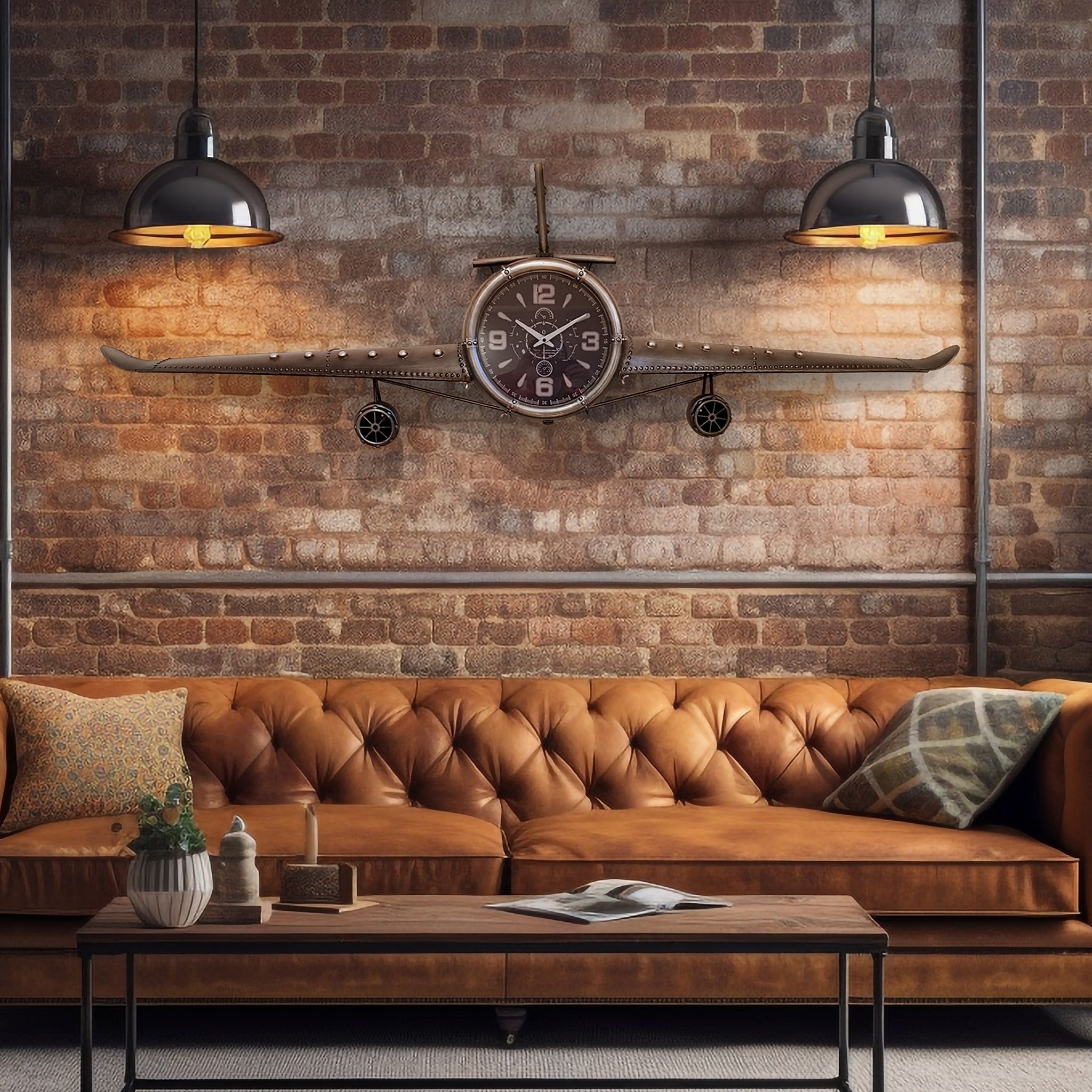 Large Rustic Vintage Fighter Wall Clock - Metal (large)