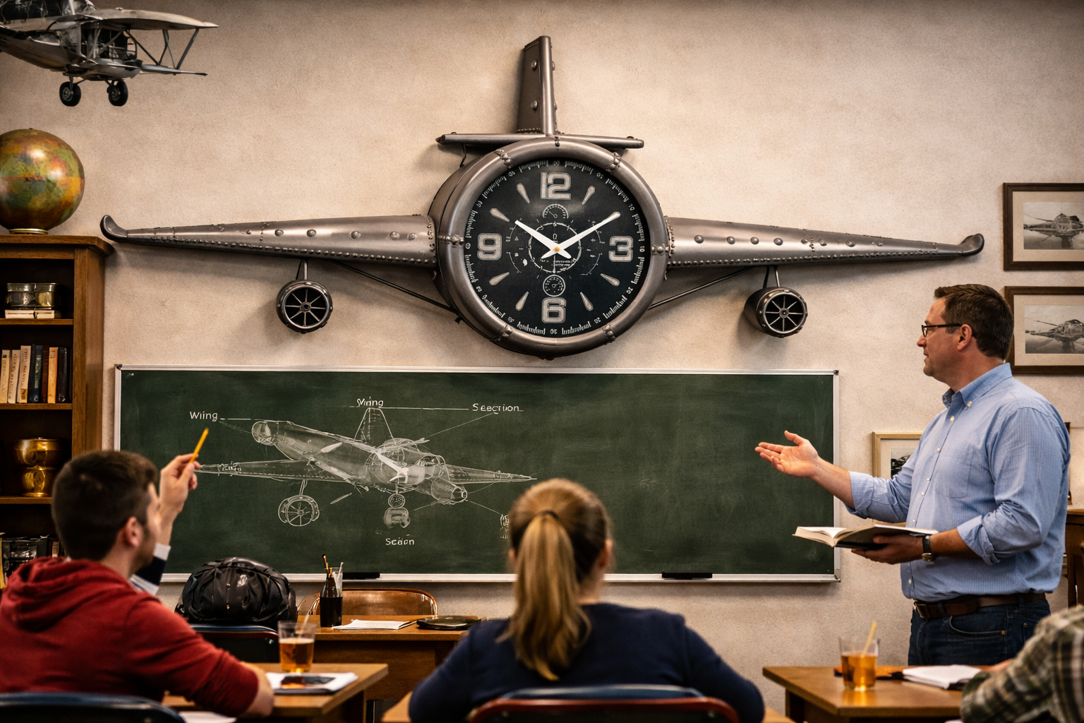 Large Rustic Vintage Fighter Wall Clock - Metal (large)