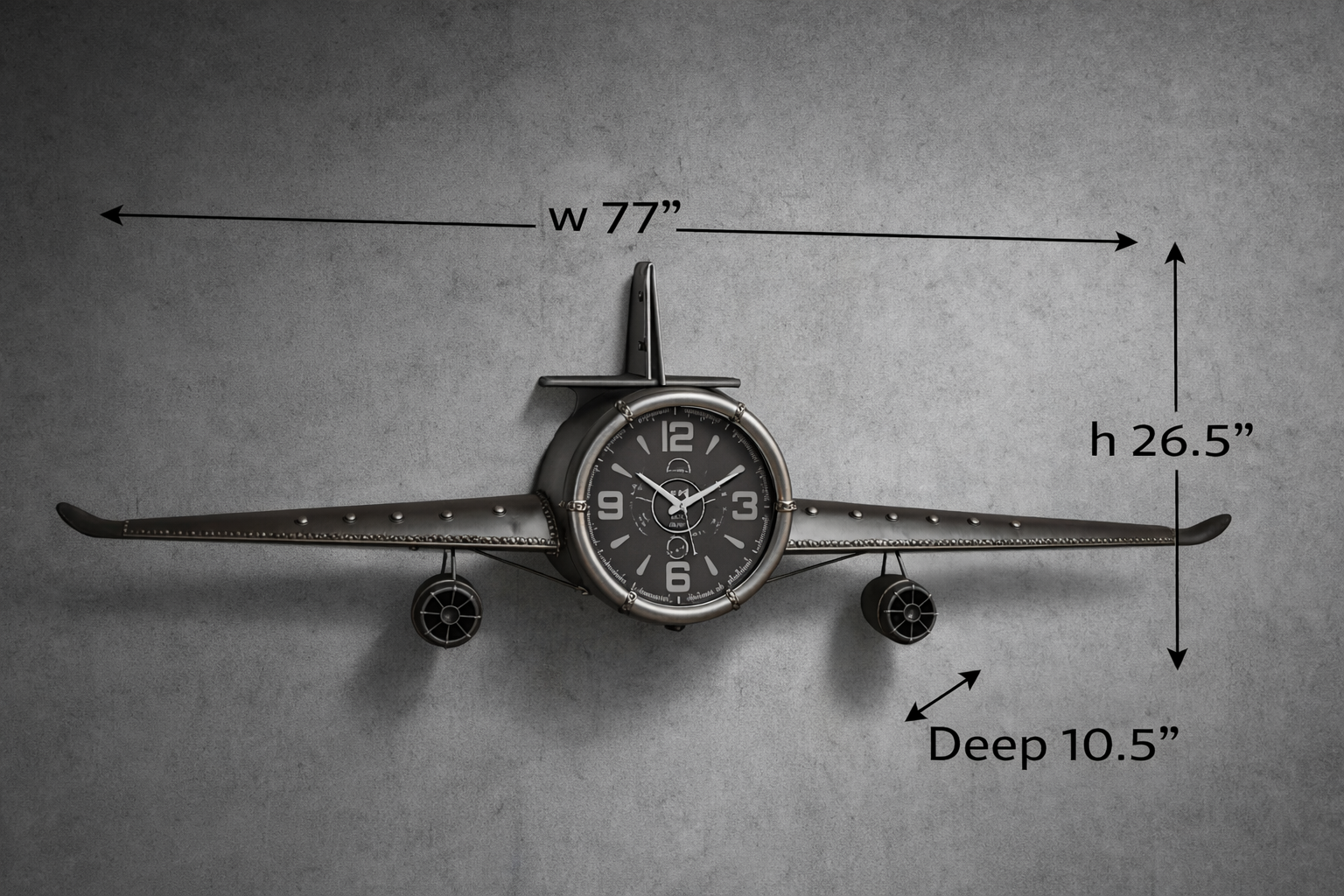 Large Rustic Vintage Fighter Wall Clock - Metal (large)
