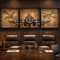 Metallic Vintage Airplane Wall Art with Clock, Set of 3