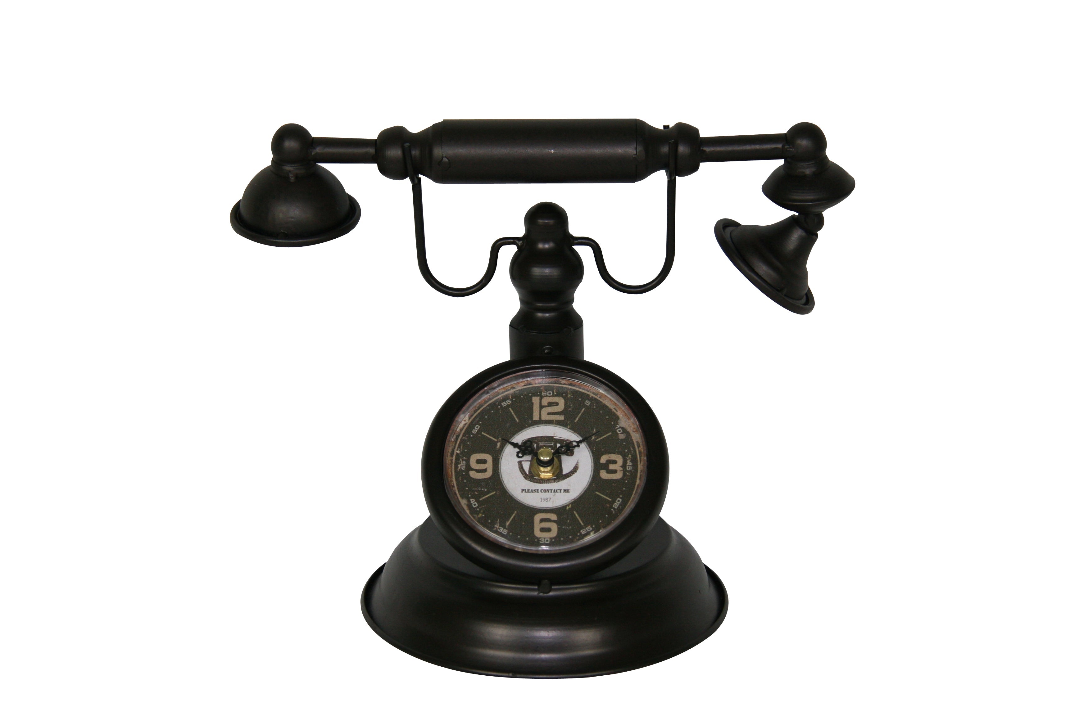 Distressed Bronze Vintage Telephone Table Clock