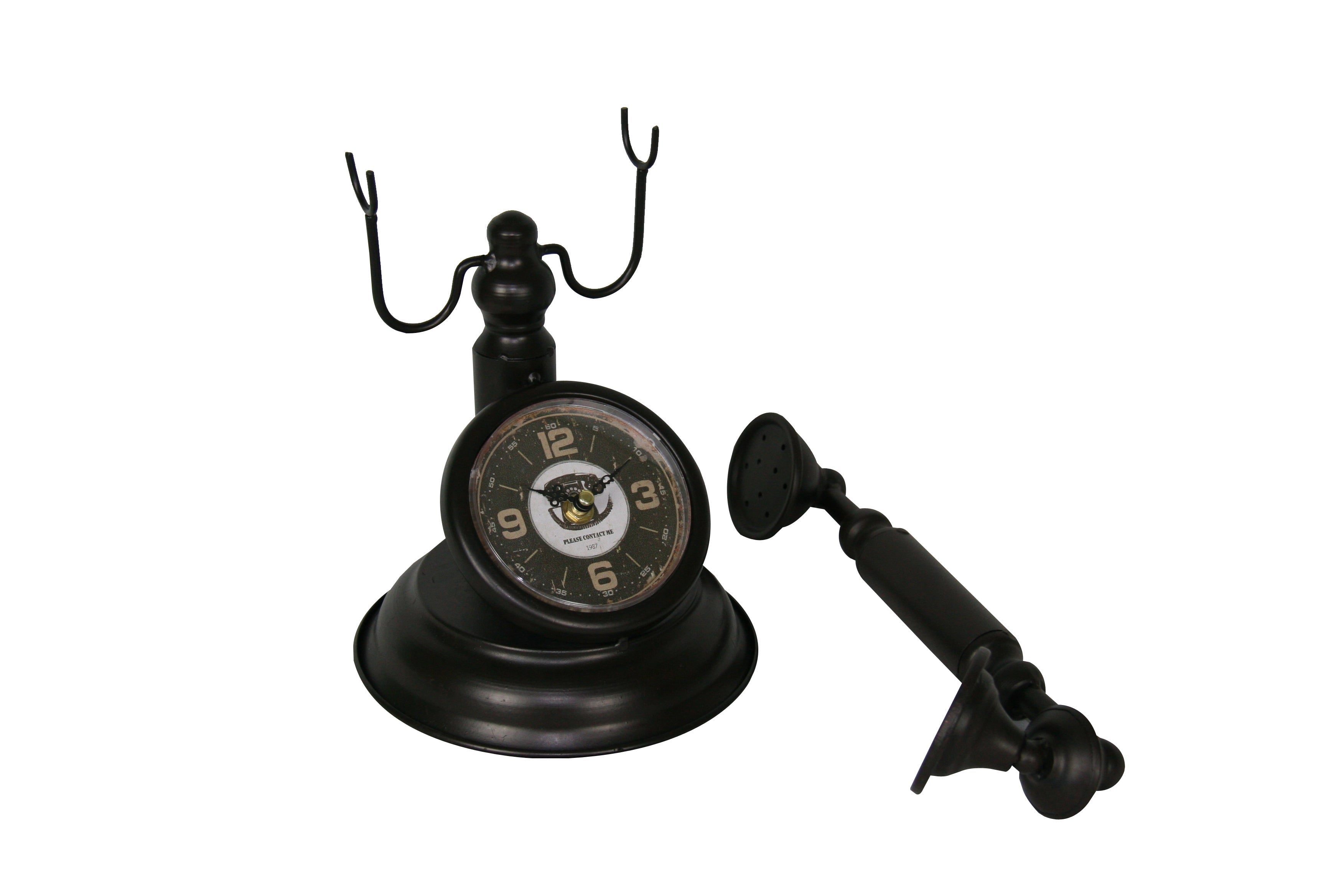 Distressed Bronze Vintage Telephone Table Clock