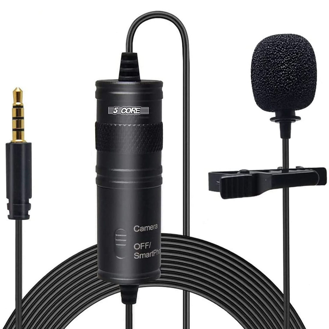 5Core Lavalier Microphone Clip On Professional Grade 3.5mm Lapel Mic Omnidirectional Lav Mic