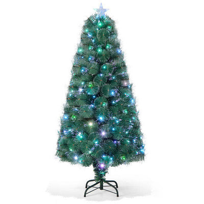 5/6/7 FT Pre-Lit Fiber Optic Christmas Tree with 148/185/226 Multi-Color LED Lights and Top Star Light-7 ft - Free Shipping 