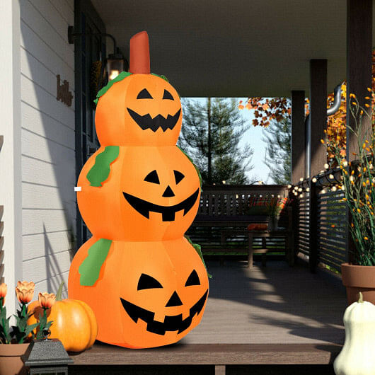 5 Feet Halloween Inflatable 3-Pumpkin Stack Ghost - Free Shipping