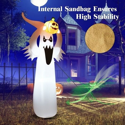 6 Feet Halloween Inflatable Blow Up Ghost with Pumpkin and LED Lights - Free Shipping 