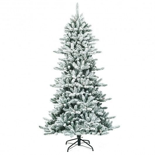 7 Feet Snow Flocked Slim Artificial Christmas Fir Tree - Free Shipping