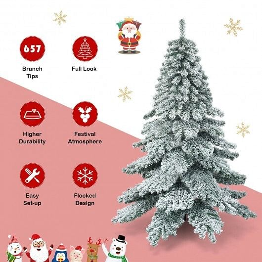 6 Feet Snow Flocked Artificial PVC Christmas Tree - Free Shipping 
