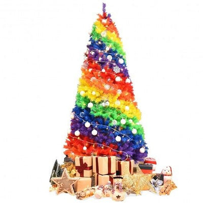 7 Feet Artificial Hinged Traditional Christmas Tree with Metal Stand - Free Shipping 