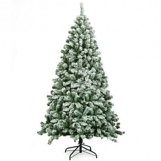 6 Feet Snow Flocked Artificial Christmas Tree Hinged with 928 Tips - Free Shipping 
