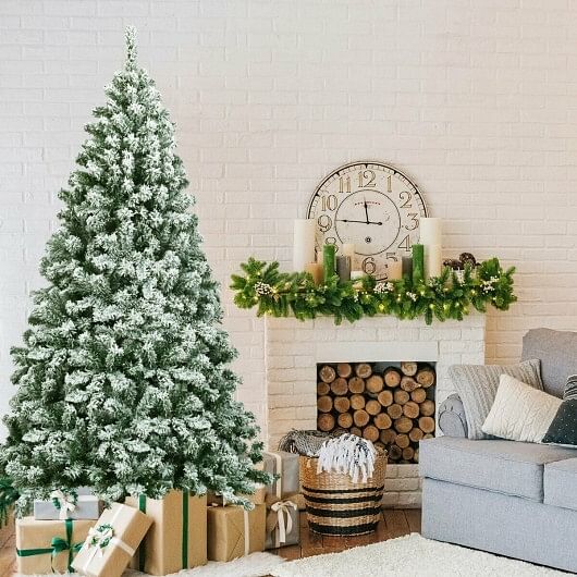 6 Feet Snow Flocked Artificial Christmas Tree Hinged with 928 Tips - Free Shipping 