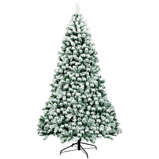 7.5 Feet Pre-Lit Premium Snow Flocked Hinged Artificial Christmas Tree with 550 Lights - Free Shipping 