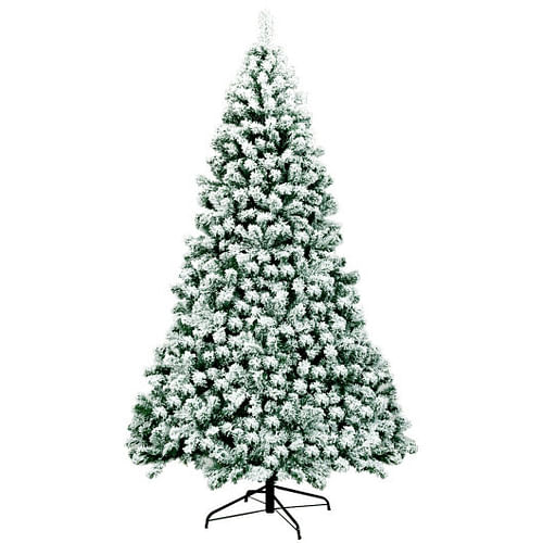 7.5 Feet Pre-Lit Premium Snow Flocked Hinged Artificial Christmas Tree with 550 Lights - Free Shipping 