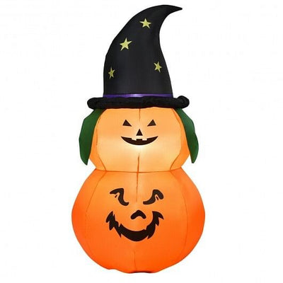 5 Feet Halloween Inflatable LED Pumpkin with Witch Hat - Free Shipping 