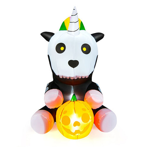 5 Feet Halloween Inflatable Unicorn Skeleton with Pumpkin Lantern - Free Shipping