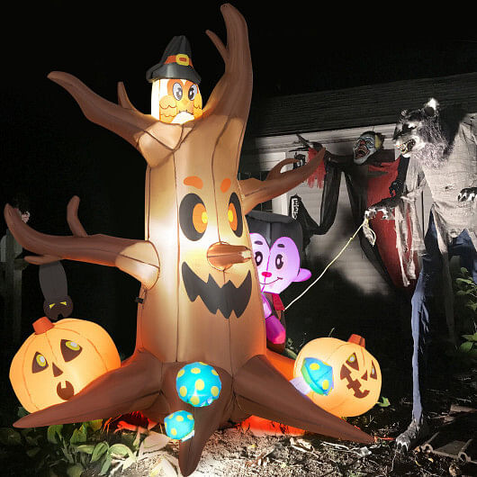 6 Feet Inflatable Halloween Dead Tree with Pumpkin Blow up Ghost Tree and RGB Lights - Free Shipping