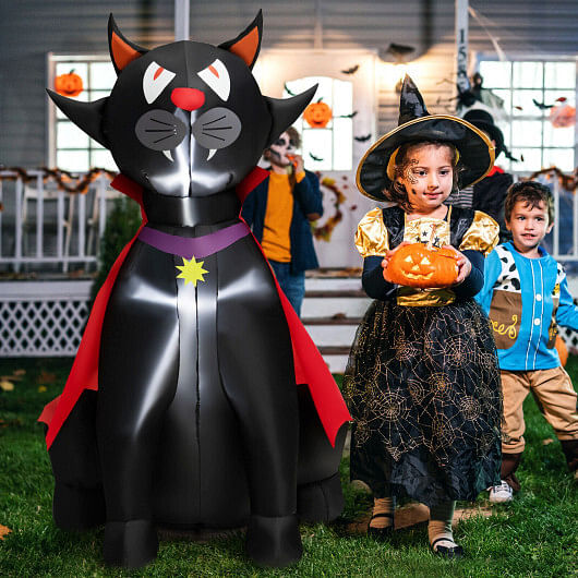 4.7 Feet Halloween Inflatable Vampire Cat with Red Cloak - Free Shipping