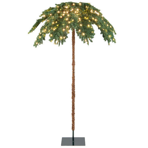 6 Feet Pre-Lit Xmas Palm Artificial Tree with 250 Warm-White LED Lights - Free Shipping