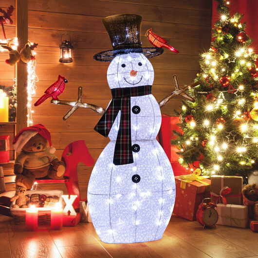 4.2 Feet Lighted Snowman and Redbirds Christmas Decoration - Free Shipping