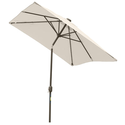 Outsunny 6'x10' Solar LED Patio Umbrella: Rectangular Outdoor Table Umbrella with Tilt Crank, Beige 